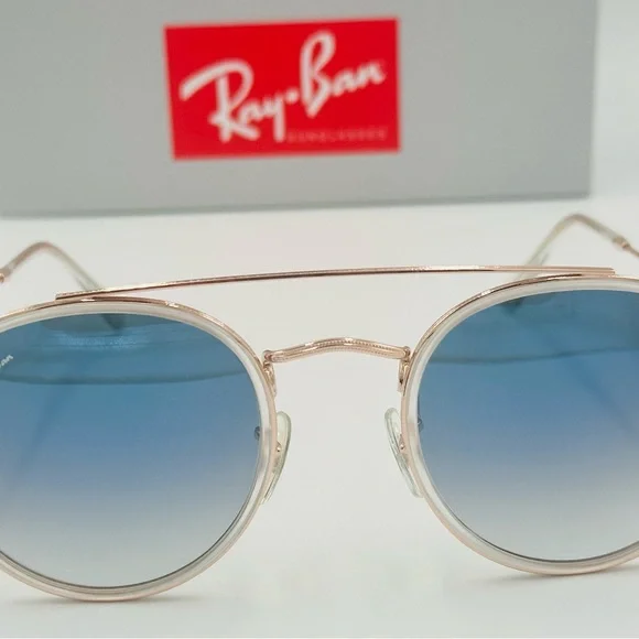 Ray-Ban Unisex Sunglasses Round RB3647N 51-22-145 Copper w/ Gradient Blue Lens